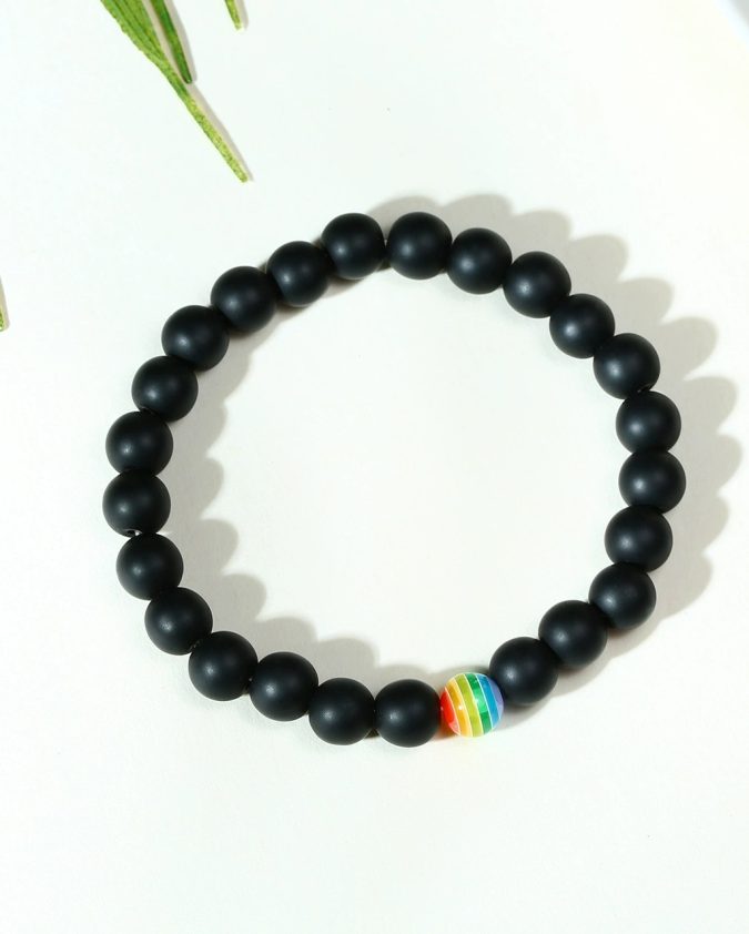 Vibrant Pride Spectrum: Handcrafted LGBT Bracelet with Natural Stone Beads - Image 2