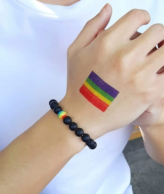 Vibrant Pride Spectrum: Handcrafted LGBT Bracelet with Natural Stone Beads - Image 3