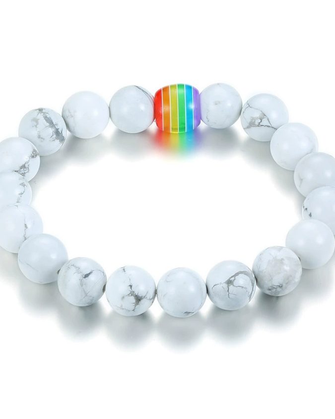 Vibrant Pride Spectrum: Handcrafted LGBT Bracelet with Natural Stone Beads - Image 5