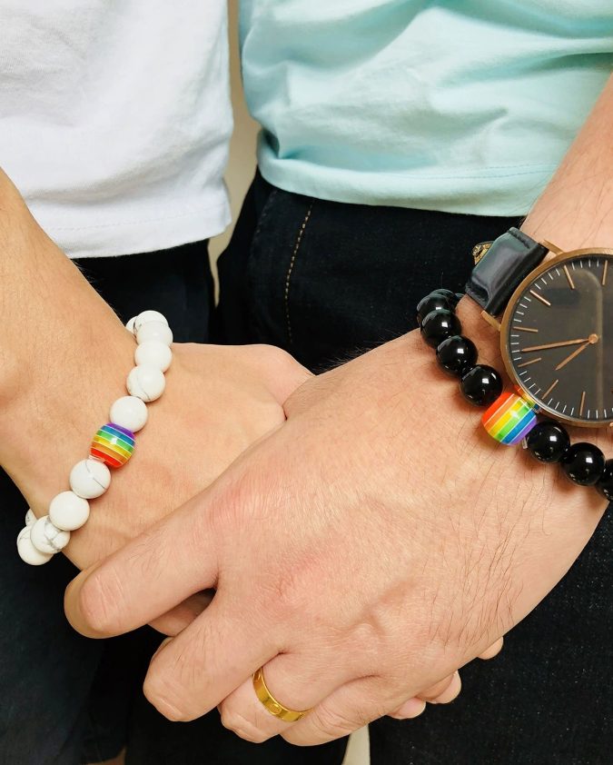 Vibrant Pride Spectrum: Handcrafted LGBT Bracelet with Natural Stone Beads - Image 6