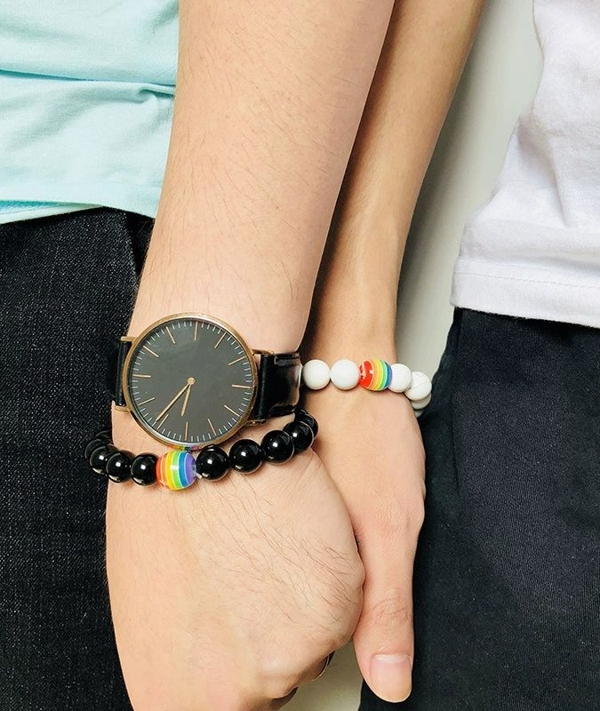 Vibrant Pride Spectrum: Handcrafted LGBT Bracelet with Natural Stone Beads - Image 7