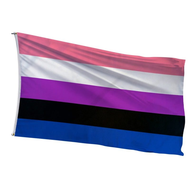 Genderfluid Pride Flag with gradient transitions mirroring identity metamorphosis