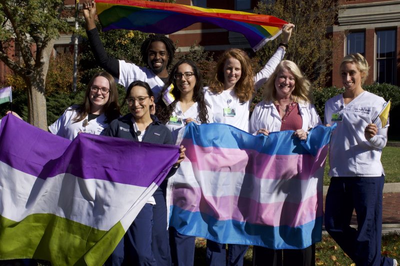 Indoor/outdoor genderqueer flag with fade-resistant colors for year-round displays