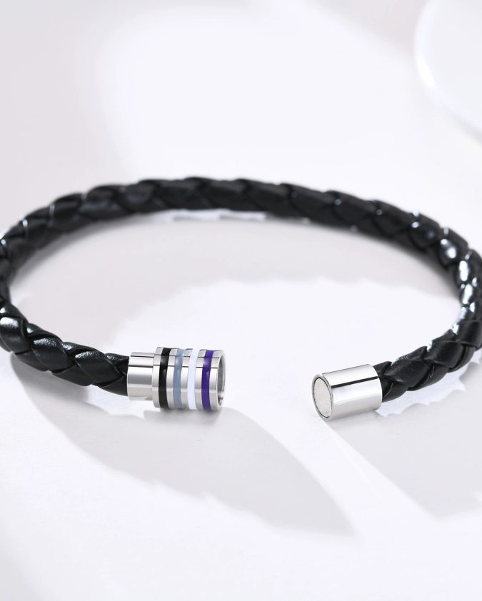 Asexual Pride Leather Rope Bracelet - Image 2