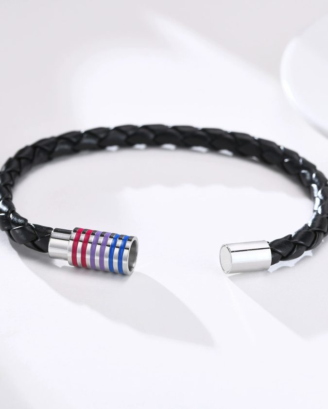 Bisexual Pride Leather Rope Bracelet - Image 2