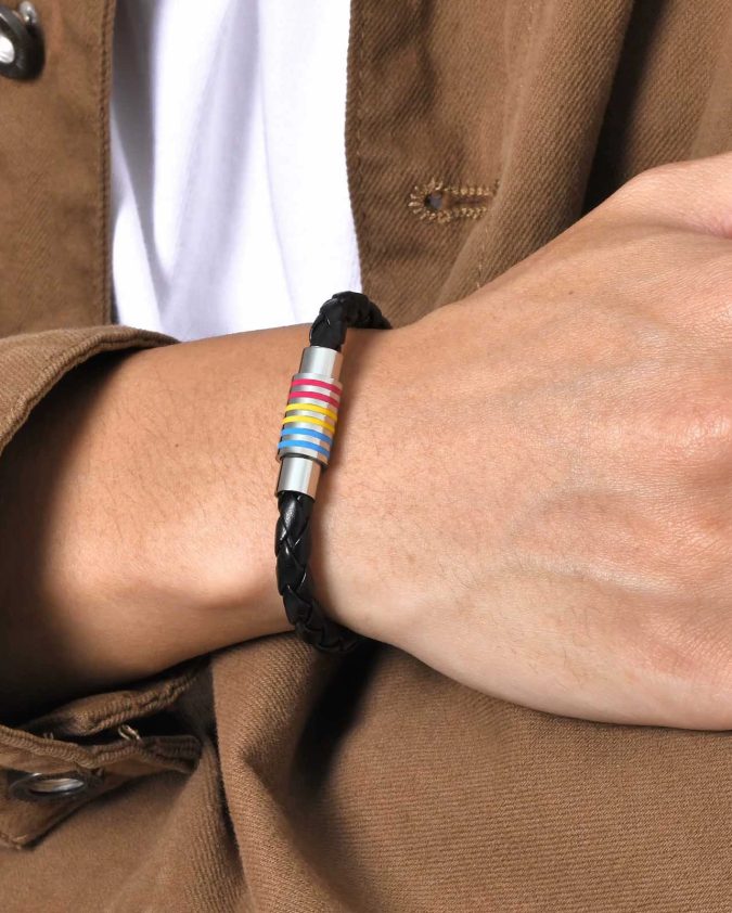 Pansexual Pride Leather Rope Bracelet - Image 4