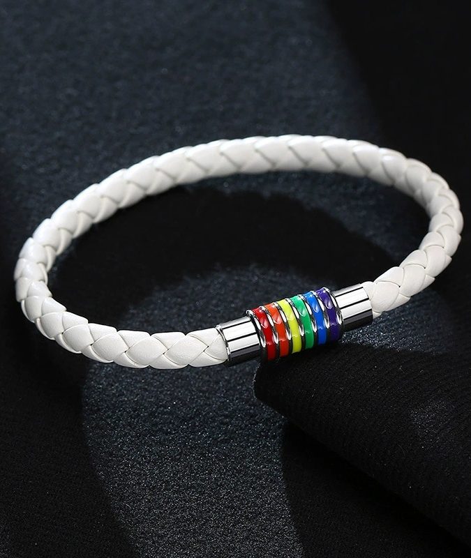 Rainbow Pride Leather Rope Bracelet - Image 6