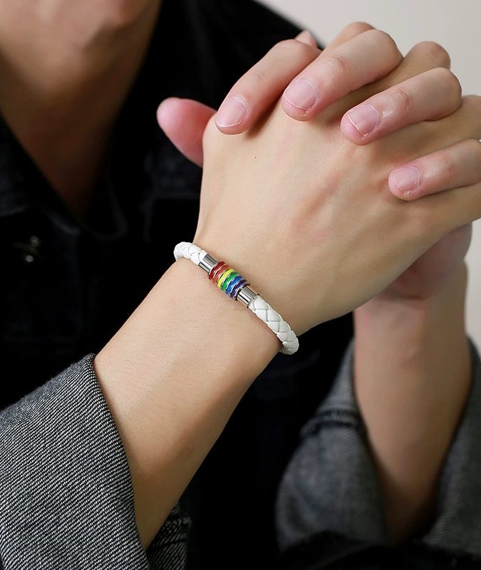 Rainbow Pride Leather Rope Bracelet - Image 8