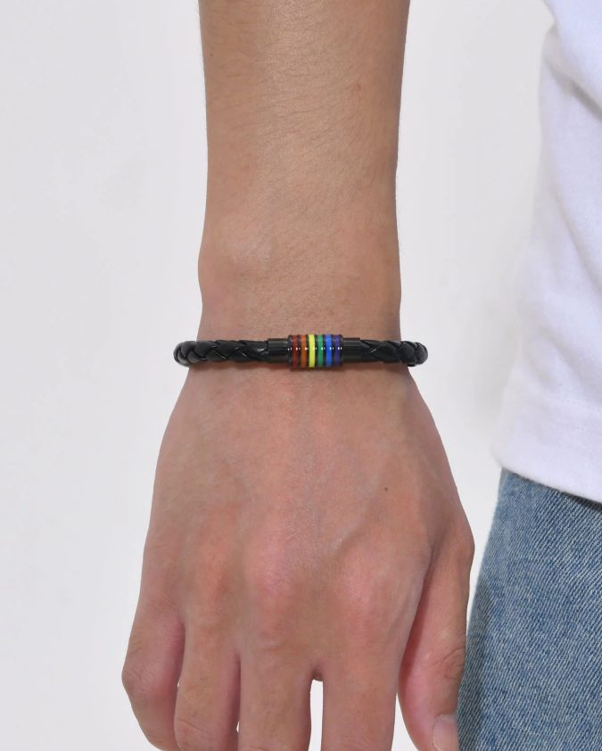 Rainbow Pride Leather Rope Bracelet - Image 7