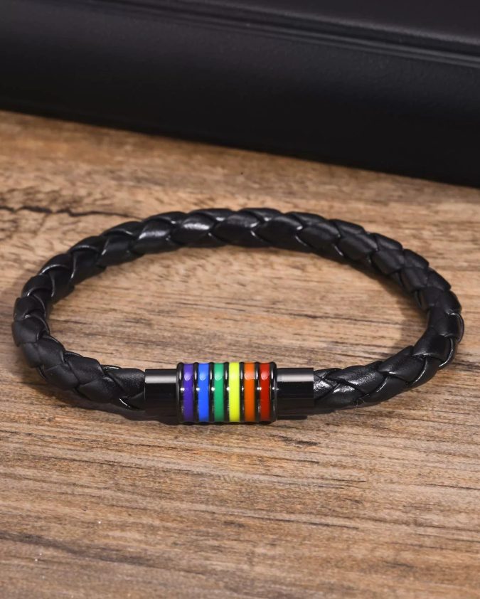 Rainbow Pride Leather Rope Bracelet - Image 4