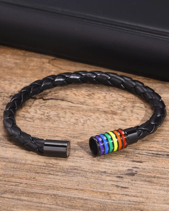 Rainbow Pride Leather Rope Bracelet - Image 5