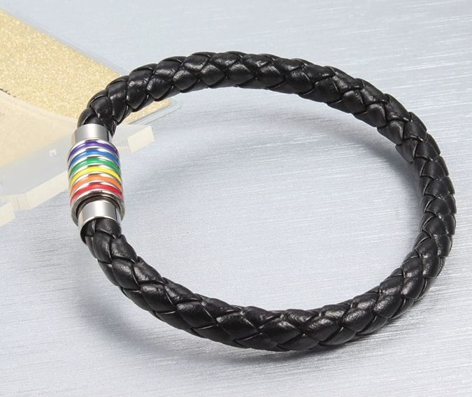 Rainbow Pride Leather Rope Bracelet - Image 2