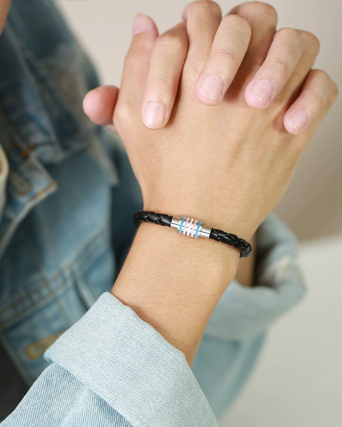Transgender Pride Leather Rope Bracelet - Image 4