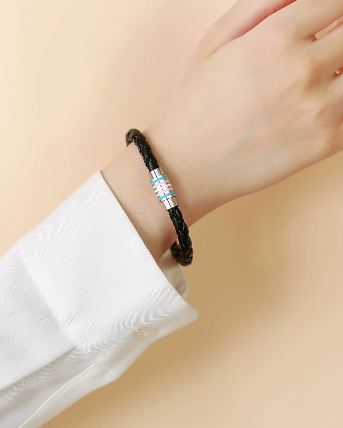 Transgender Pride Leather Rope Bracelet - Image 5