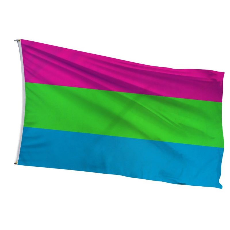 Hand-painted polysexual flag with blended colors - each brushstroke representing unique attraction stories